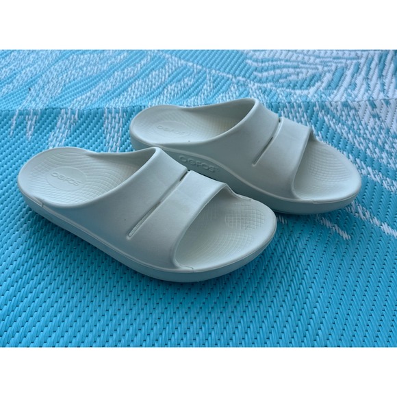 OOFOS Shoes - OOFOS OOahh Recovery Slides Women's 8 Cream Comfort Sandals Athleisure